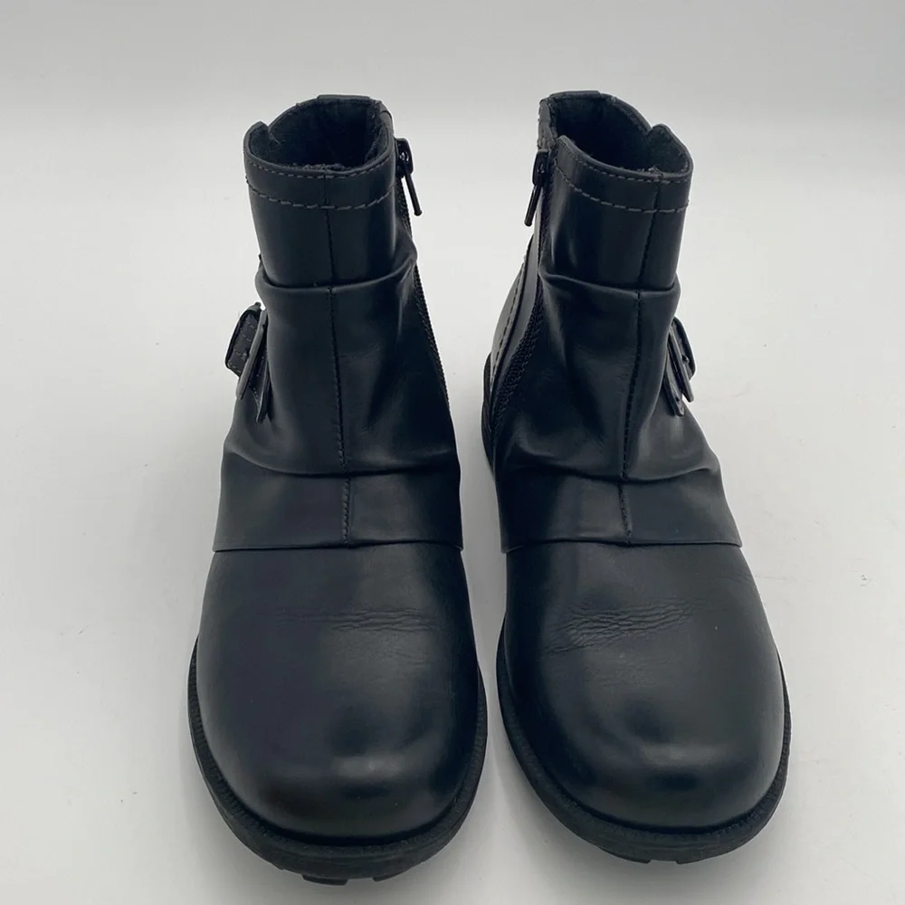 Earth Origins Black Ankle moto Boots women 9.5 leather casual office goth retro